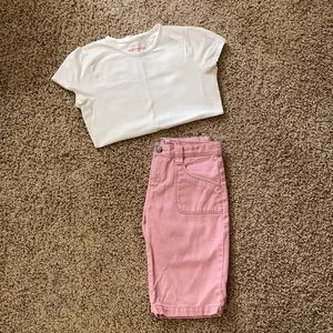 🎉Price Drop! Girls Size 14 Pink Shorts and White Shirt